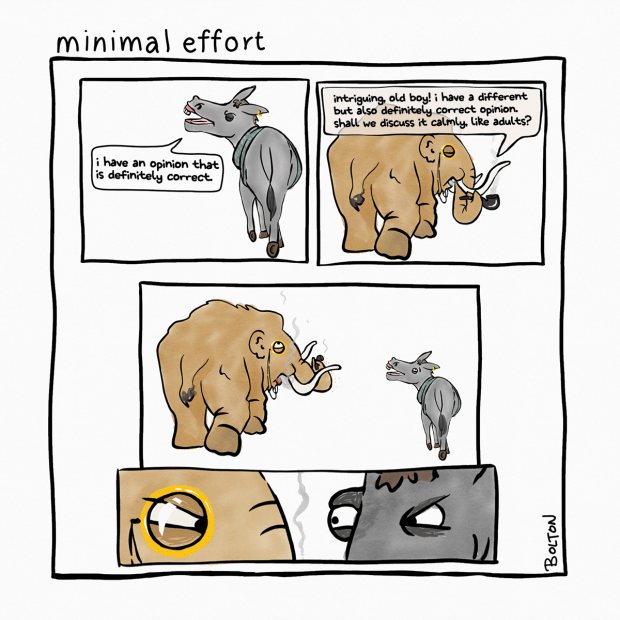 disagreement - minimal effort- webcomic - Rachael Bolton